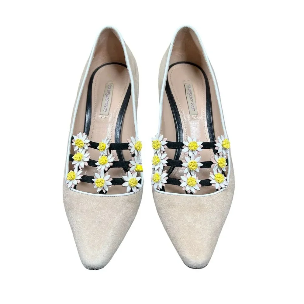Fabrizio Viti Daisy Heels Pump Priscilla Beaulieu boho retro size 9.5 (39 1/2)